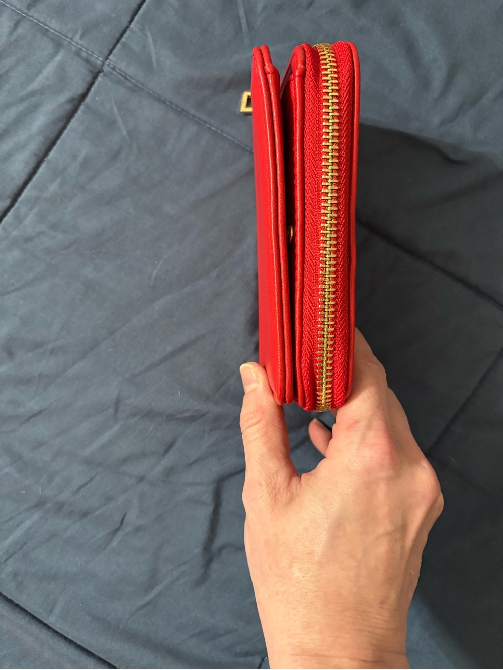 Compact Red Zip Card Wallet - Picture 2 of 4
